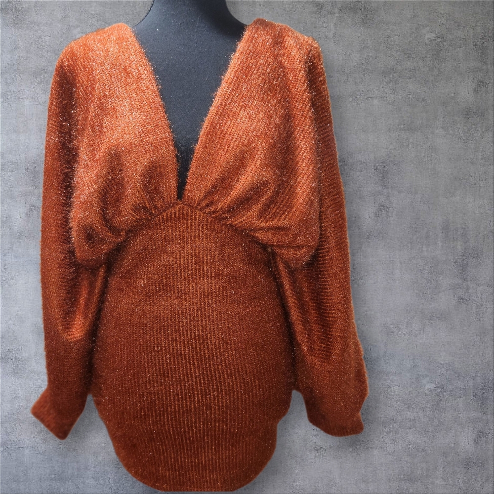 Monaco Rust V-Neck Sweater